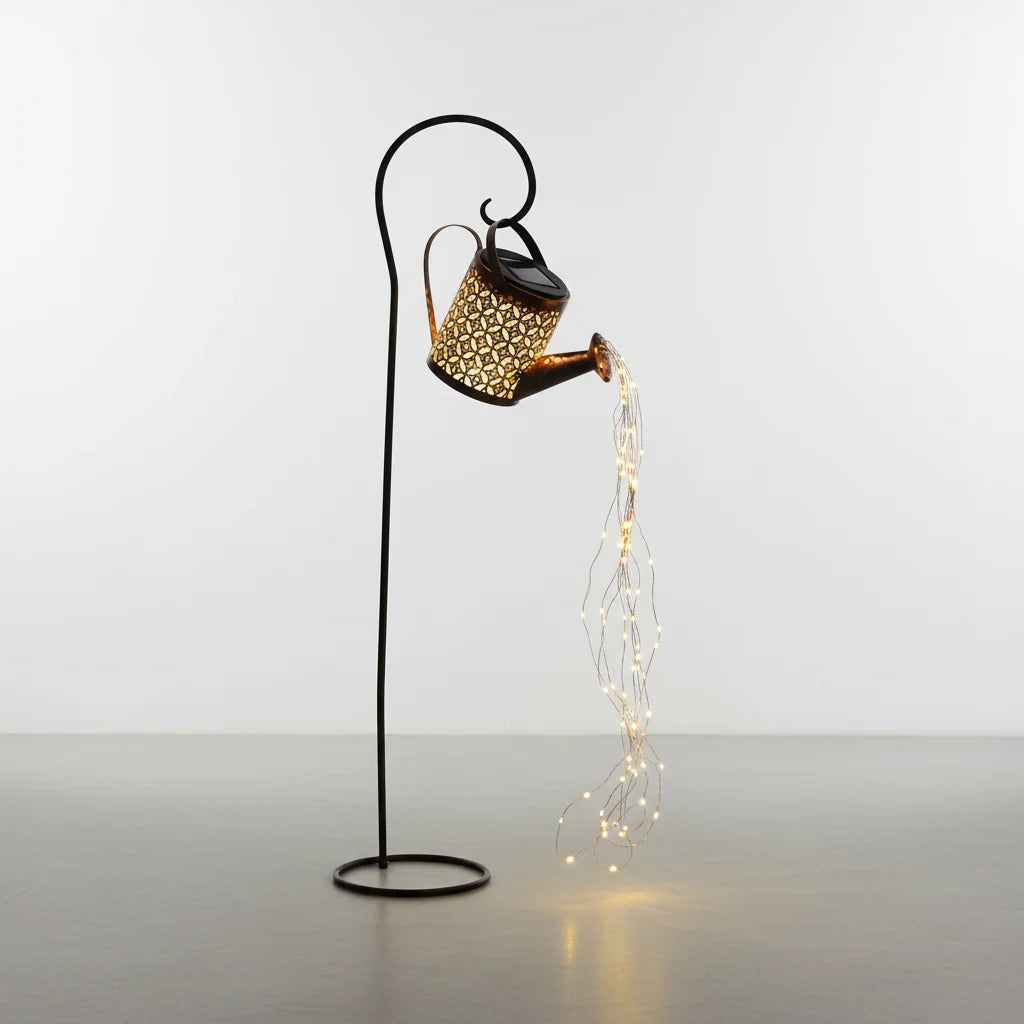 Watering Can Garden Light Solar-Powered Waterfall Glow