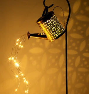 Watering Can Garden Light Solar-Powered Waterfall Glow