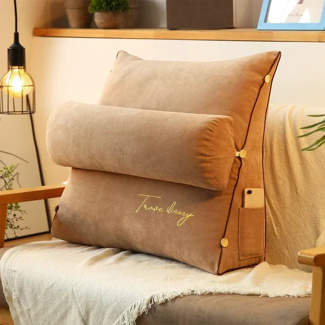 Wedge Support Pillow Ergonomic Back & Neck Support Side Pocket