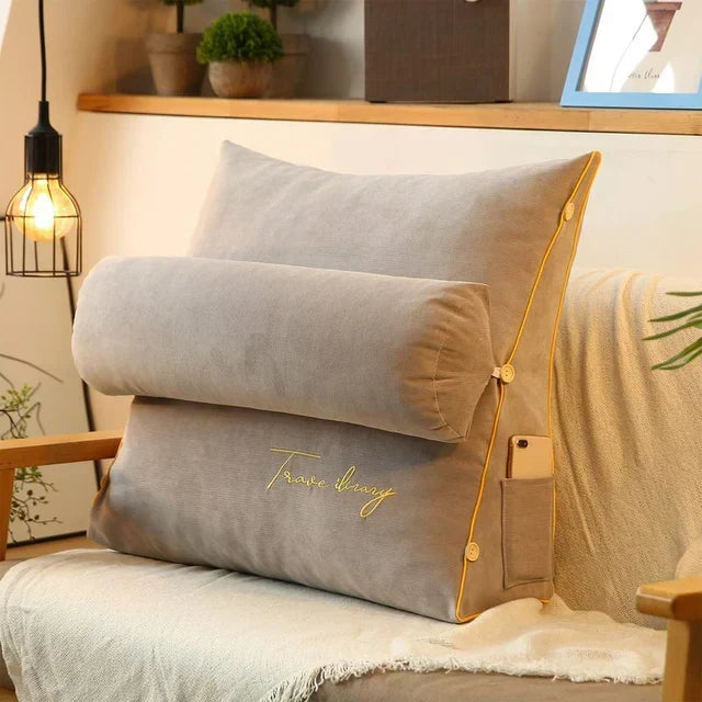 Wedge Support Pillow Ergonomic Back & Neck Support Side Pocket