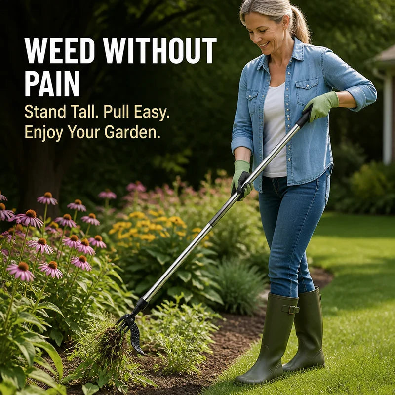 Weed Puller Long Handle Three-Claw Metal Head