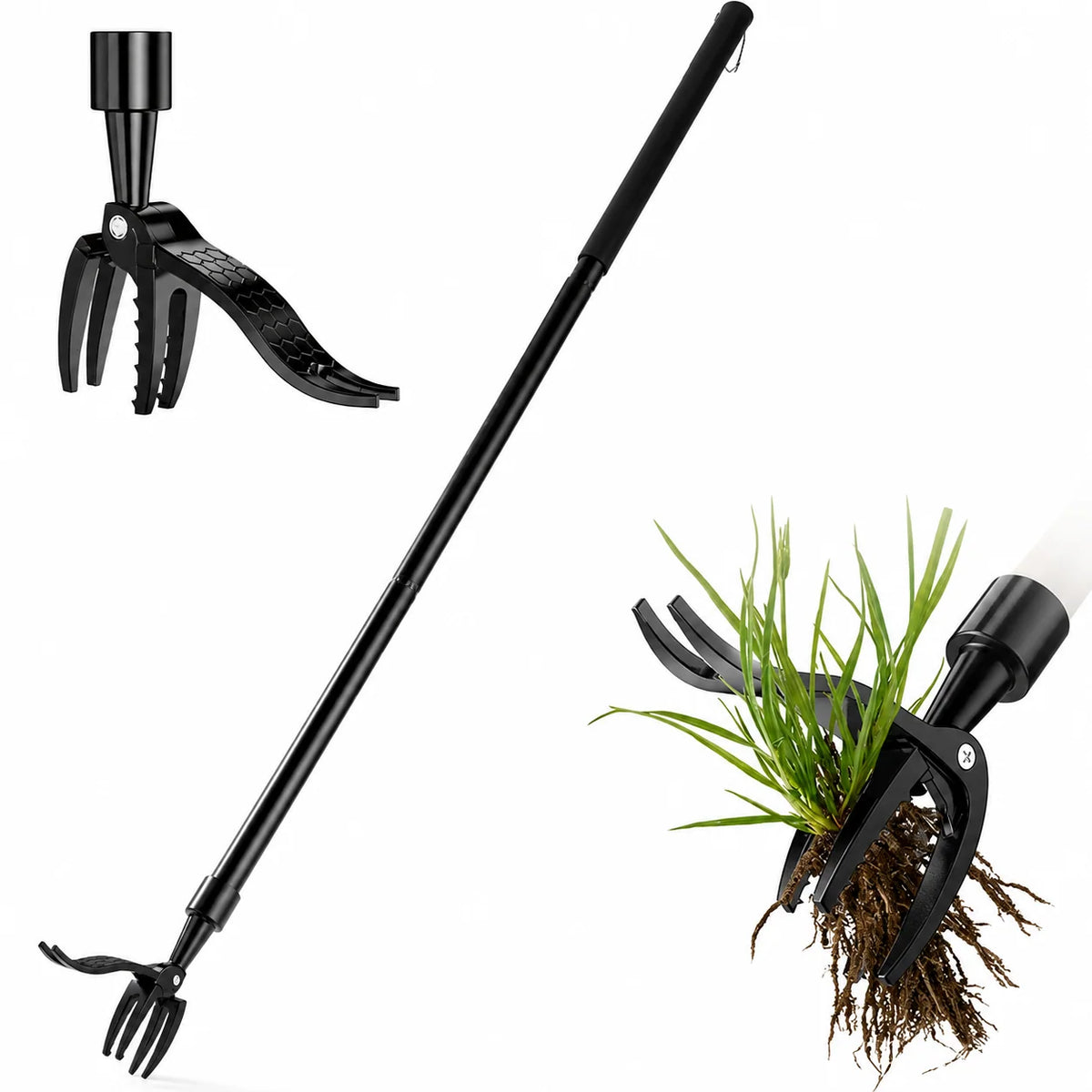 Weed Puller Long Handle Three-Claw Metal Head