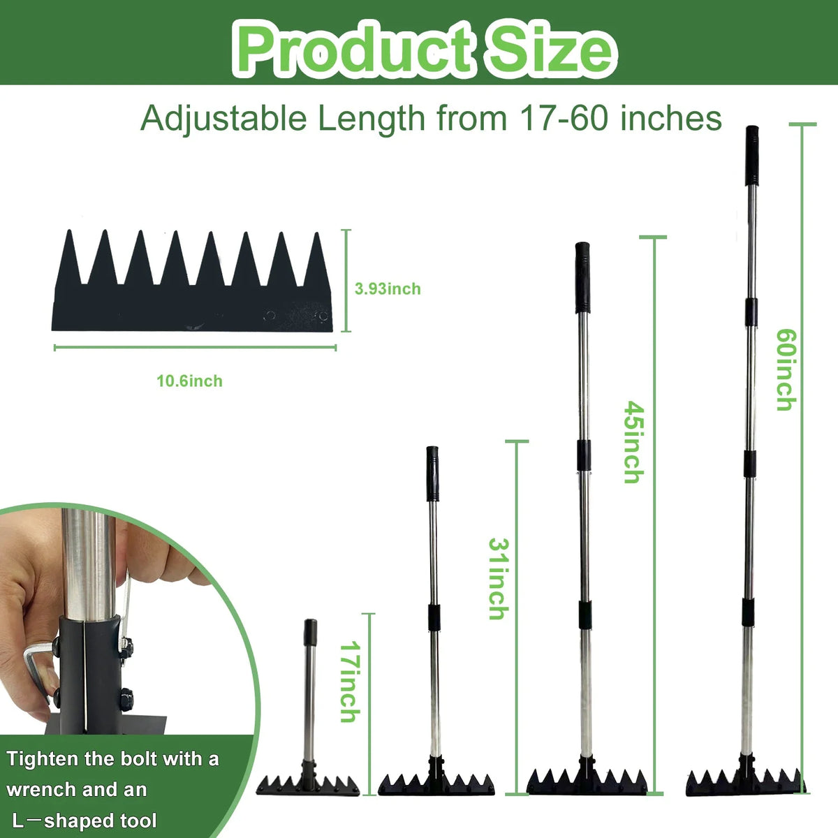 Weed Puller Rake Rust-Resistant Anti-Slip Grip