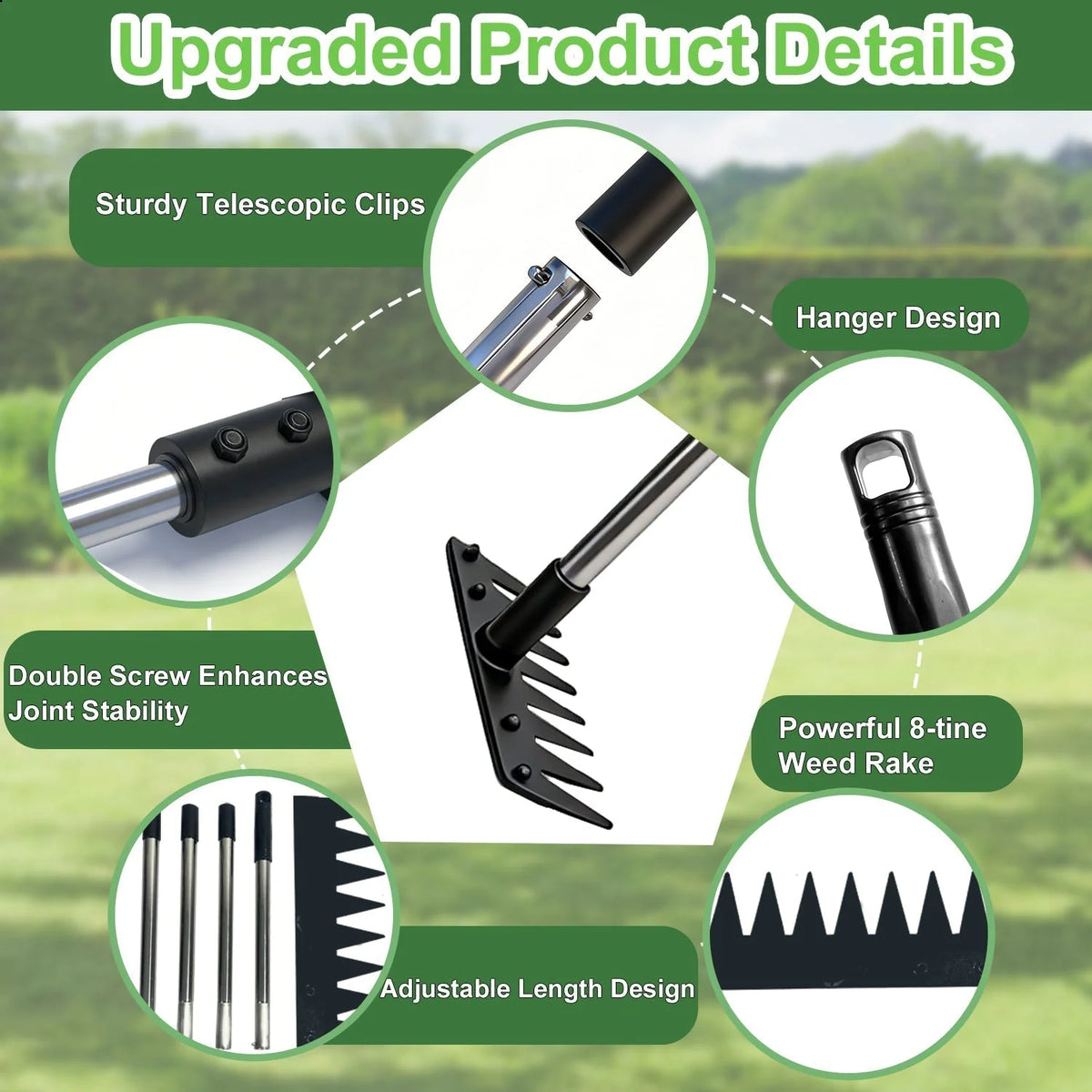 Weed Puller Rake Rust-Resistant Anti-Slip Grip