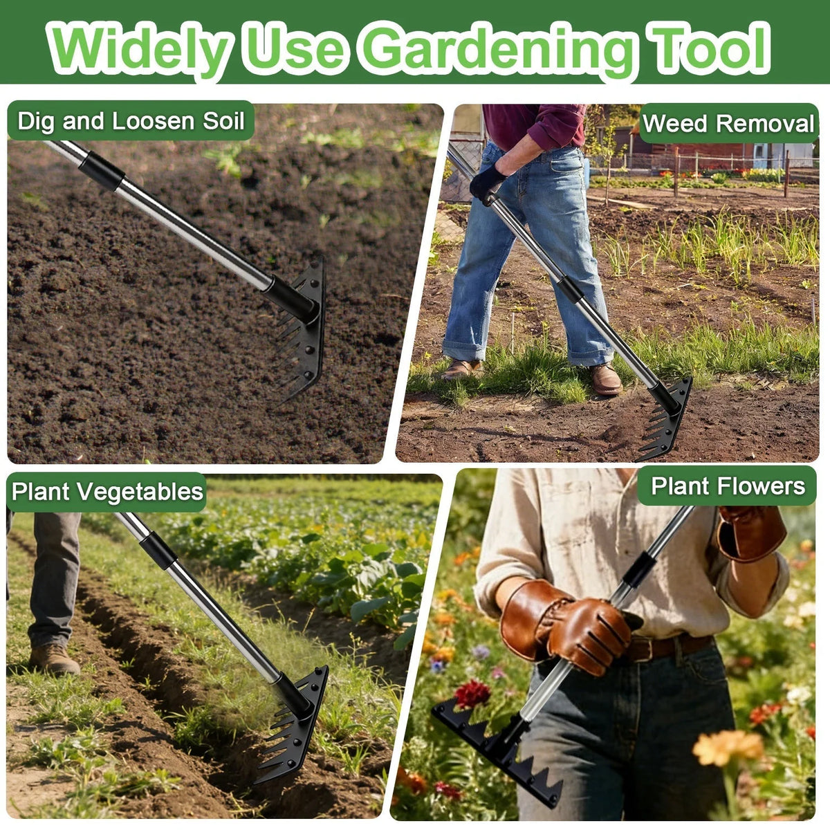 Weed Puller Rake Rust-Resistant Anti-Slip Grip