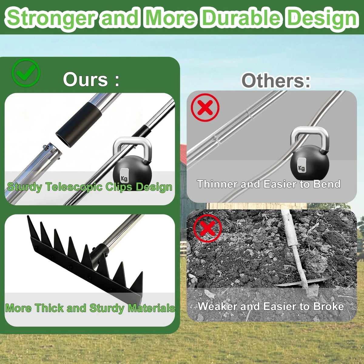 Weed Puller Rake Rust-Resistant Anti-Slip Grip