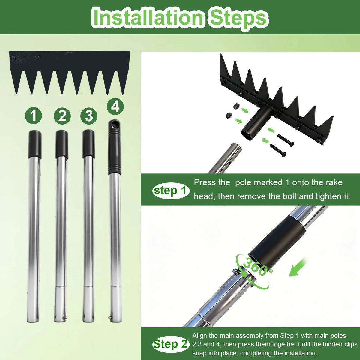 Weed Puller Rake Rust-Resistant Anti-Slip Grip