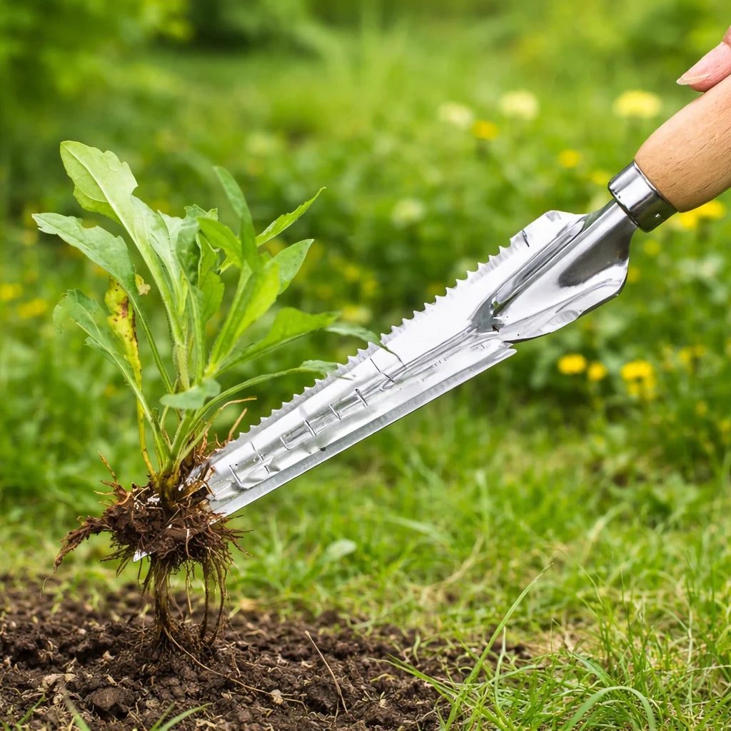 Weeding Shovel 5-in-1 Stainless Steel Blade Wooden Handle