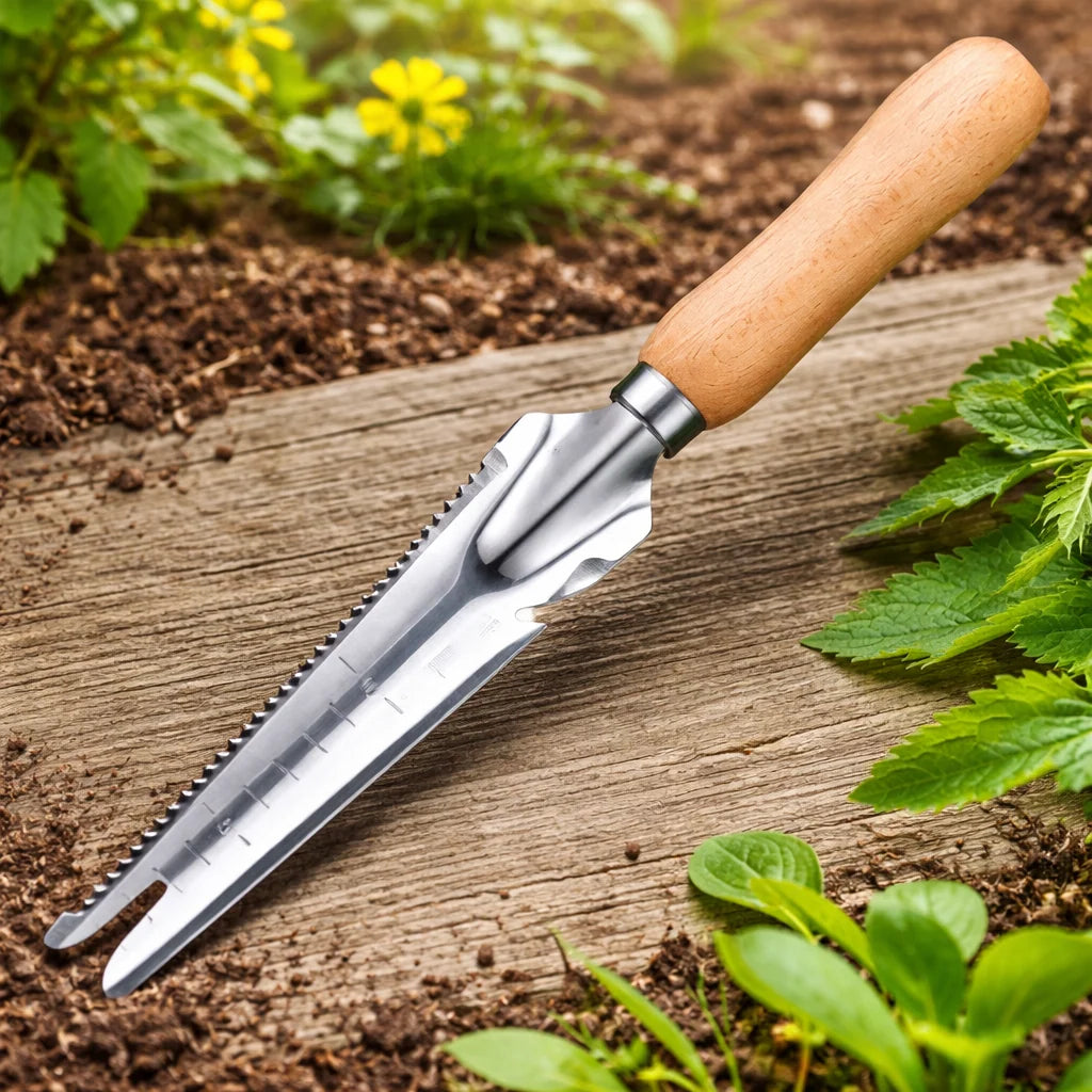 Weeding Shovel 5-in-1 Stainless Steel Blade Wooden Handle