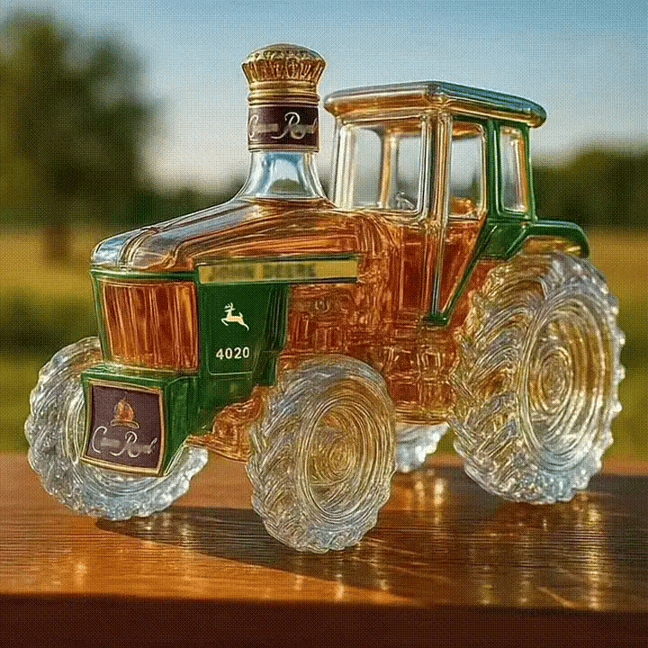 Whiskey Decanter Tractor-Shaped Lead-Free Glass