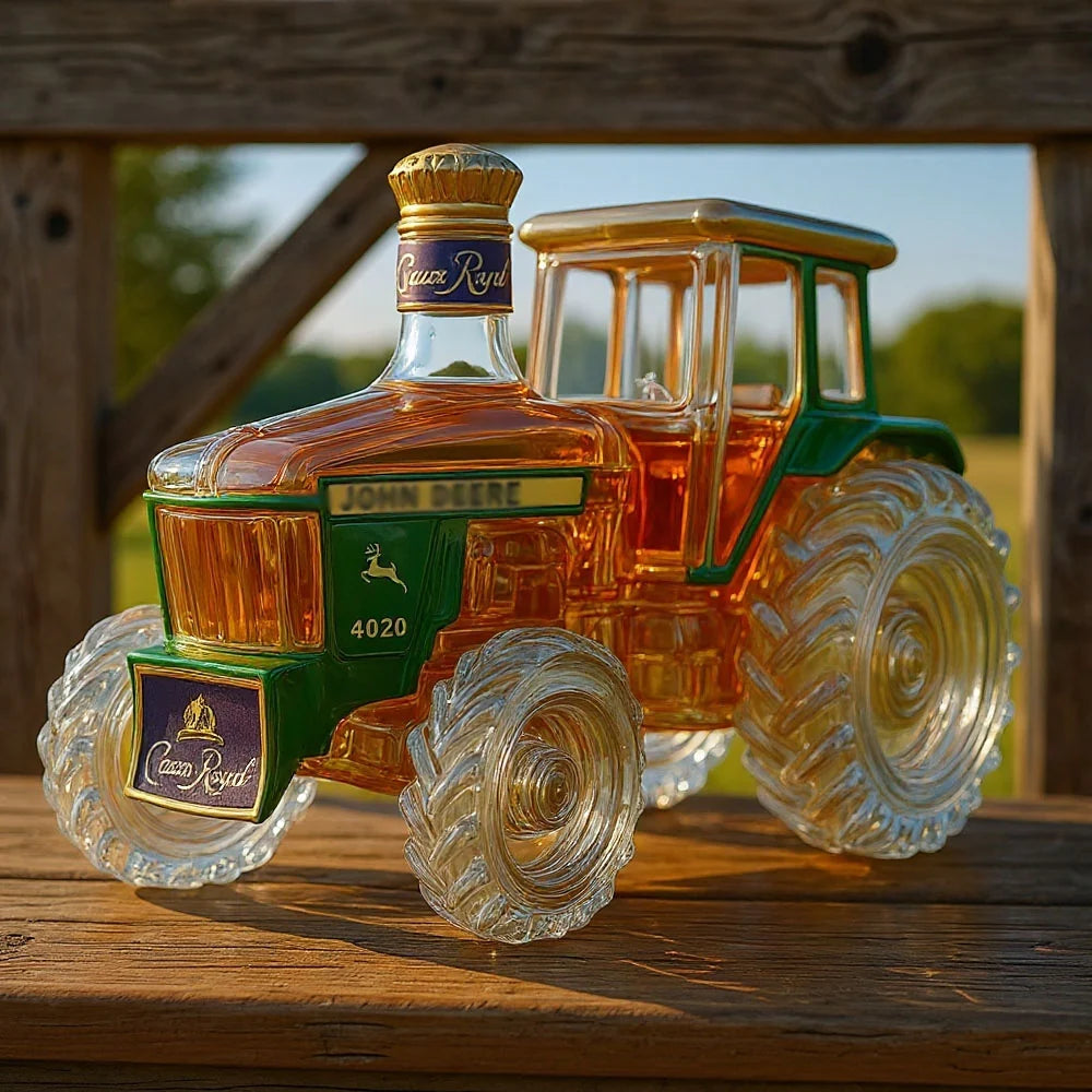 Whiskey Decanter Tractor-Shaped Lead-Free Glass