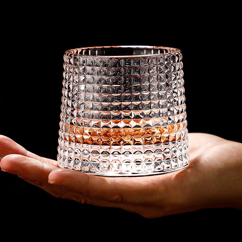 Whiskey Glass Lead-Free Crystal Rounded Rotating Base Dishwasher-Safe