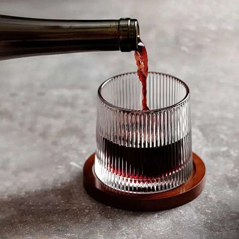 Whiskey Glass Lead-Free Crystal Rounded Rotating Base Dishwasher-Safe