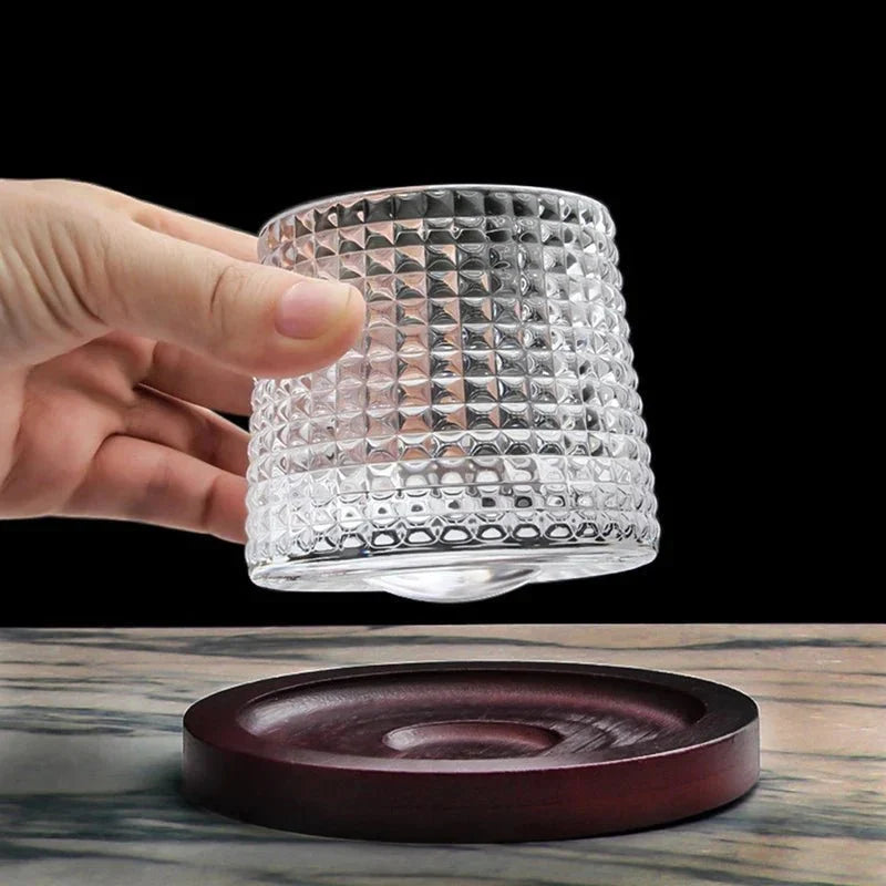 Whiskey Glass Lead-Free Crystal Rounded Rotating Base Dishwasher-Safe