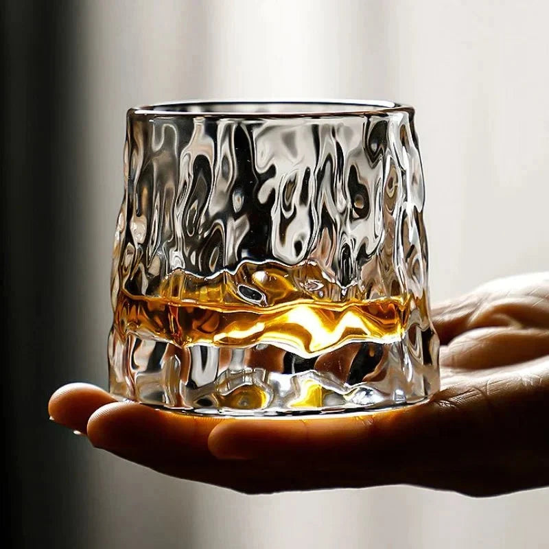 Whiskey Glass Lead-Free Crystal Rounded Rotating Base Dishwasher-Safe