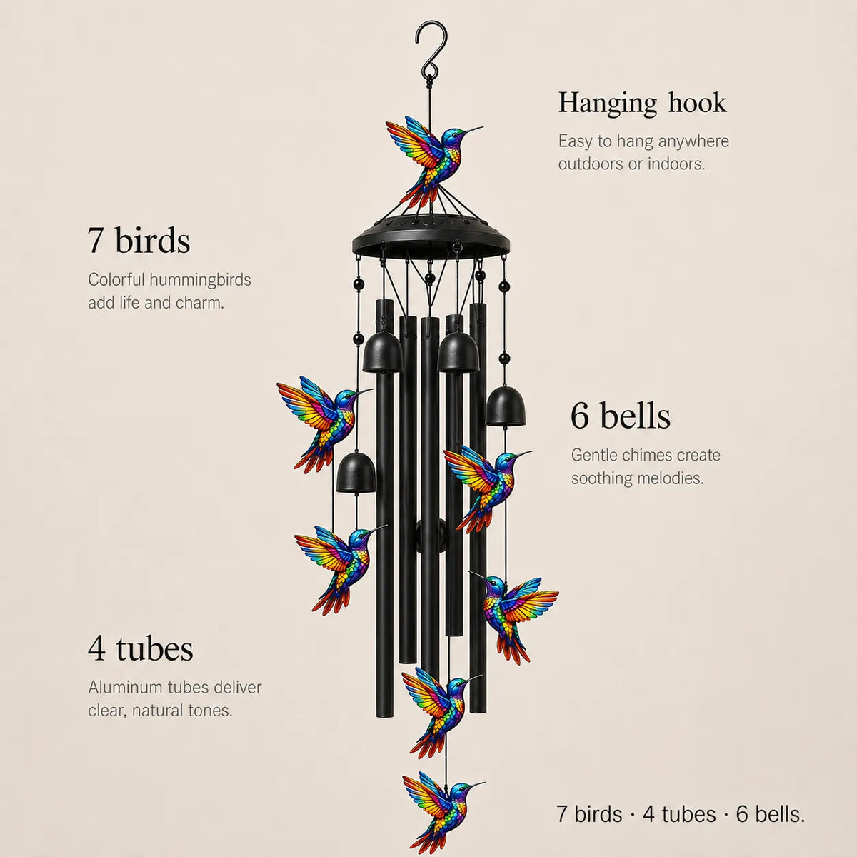 Wind Chime Aluminum Tubes Weather-Resistant Outdoor Decor