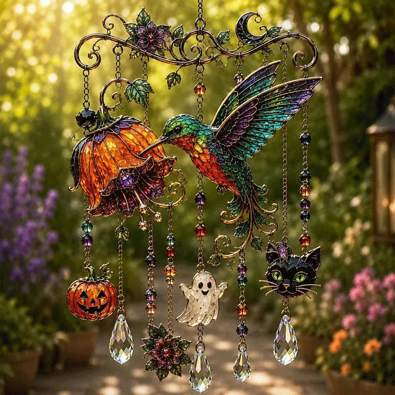 Wind Chime Halloween Stained Glass Style Reflective Beads
