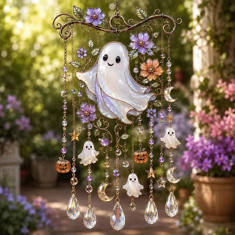 Wind Chime Halloween Stained Glass Style Reflective Beads