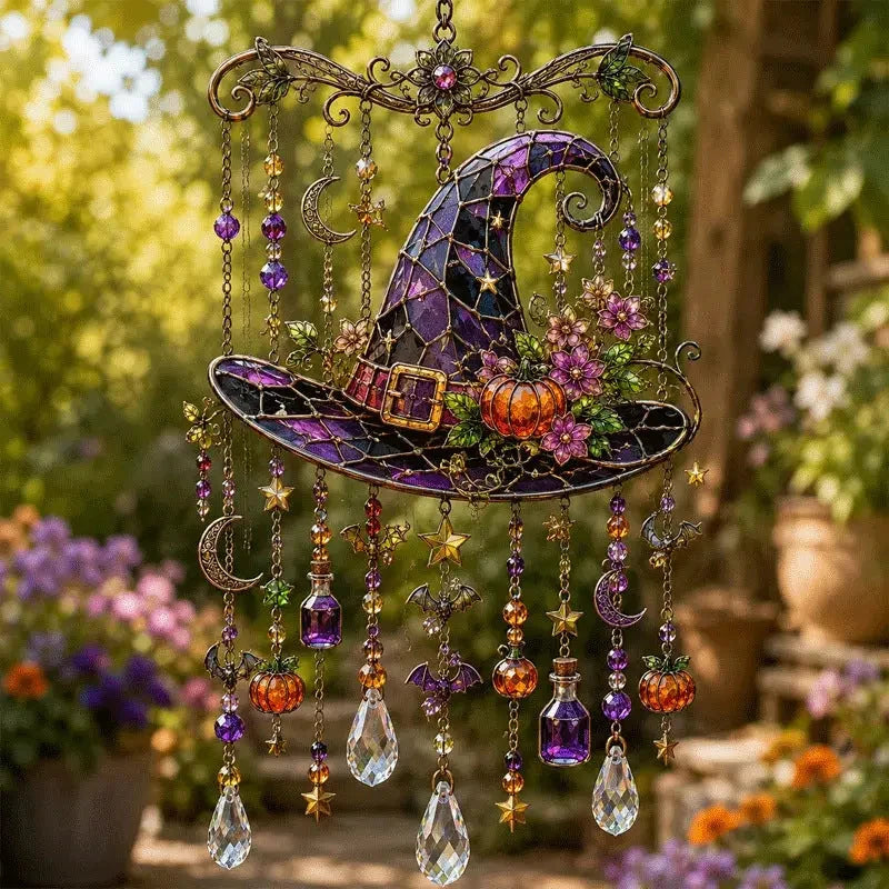 Wind Chime Halloween Stained Glass Style Reflective Beads