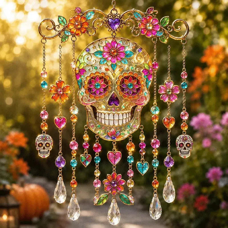 Wind Chime Halloween Stained Glass Style Reflective Beads