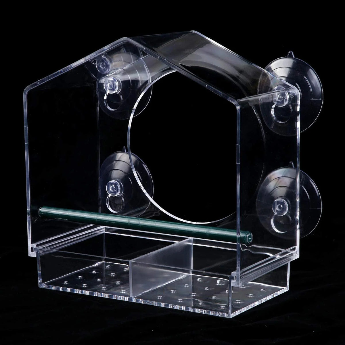 Window Bird Feeder Clear Acrylic Suction Cup Mount Removable Tray