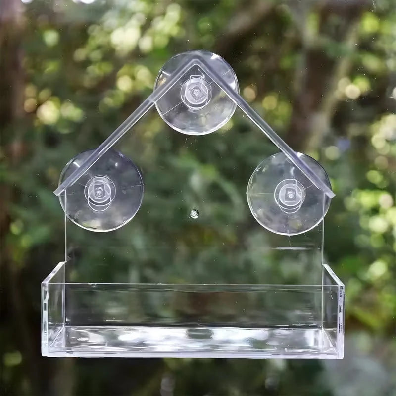 Window Bird Feeder Clear View Suction Cup Mounting Spacious Seed Tray