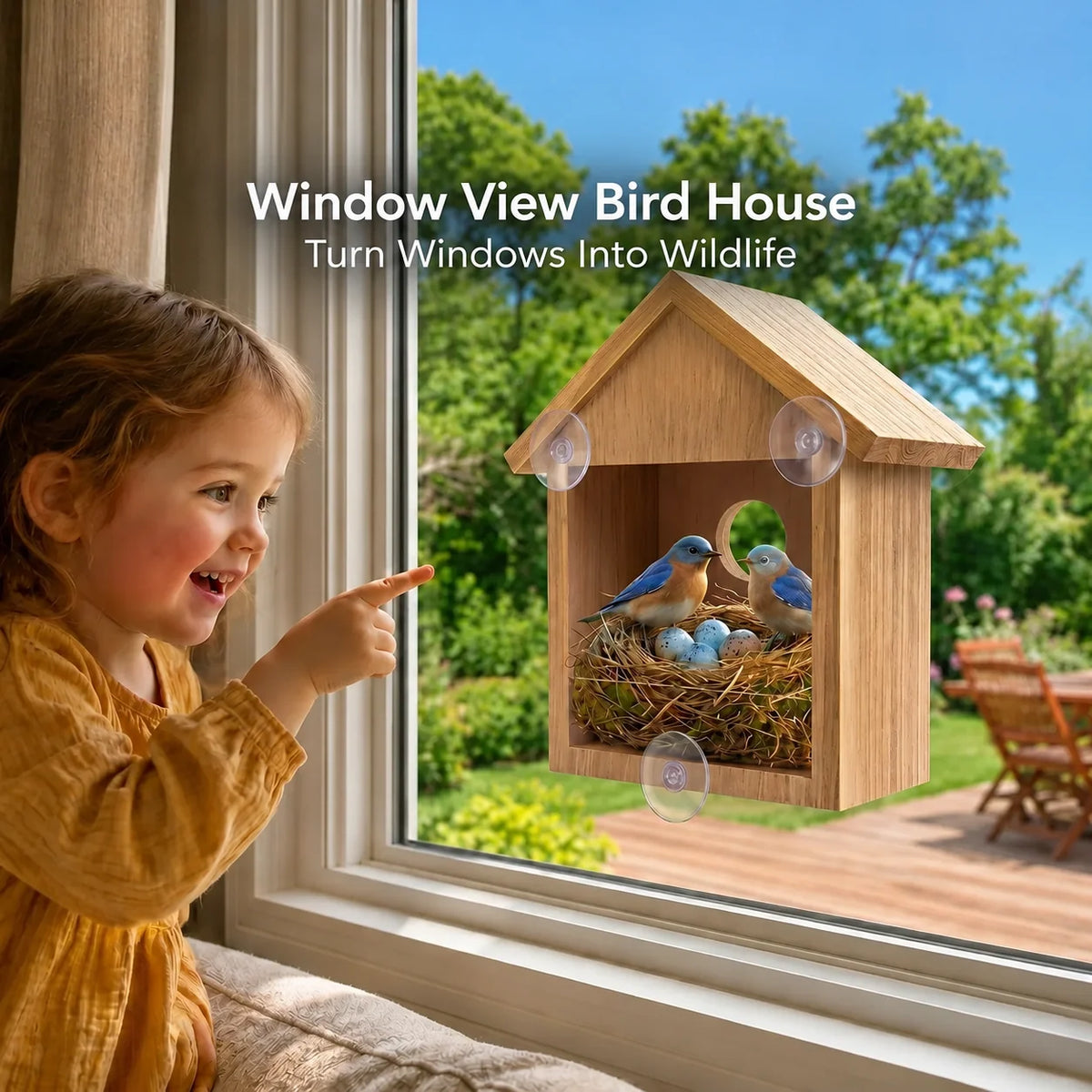 Window Bird Feeder Suction Cup Mount Removable for Easy Cleaning