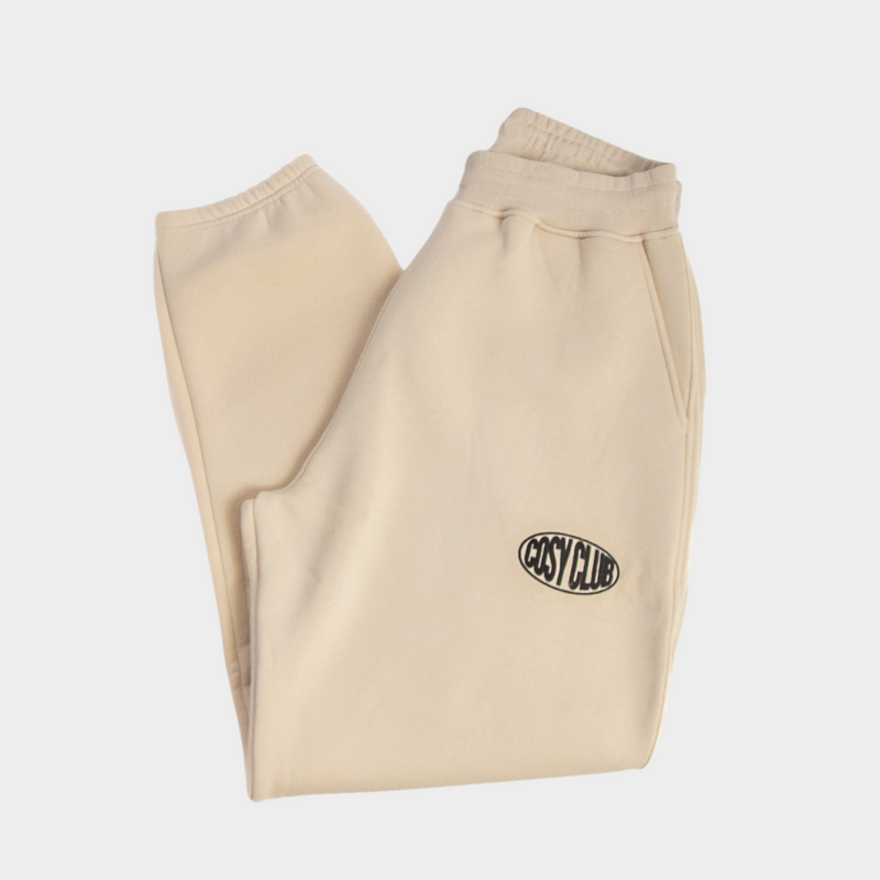 Unisex COSY CLUB co-ord relaxed sweat joggers in cream