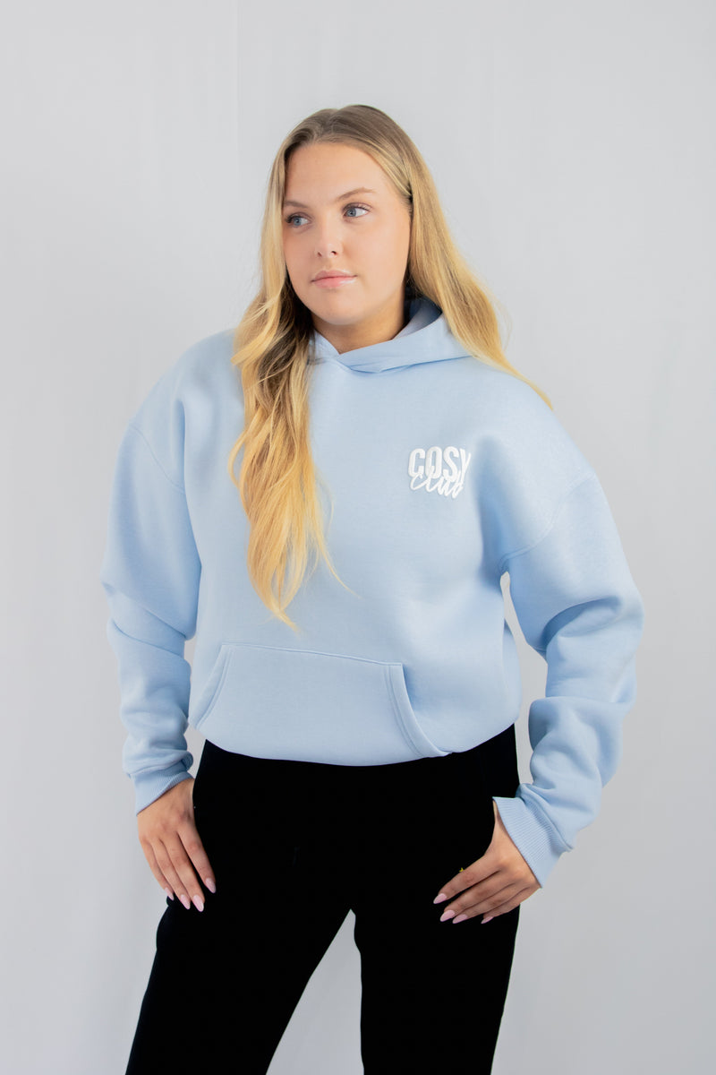 Unisex COSY CLUB oversized hoodie in light blue