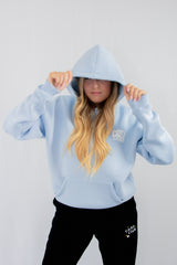 Unisex COSY CLUB oversized hoodie in light blue