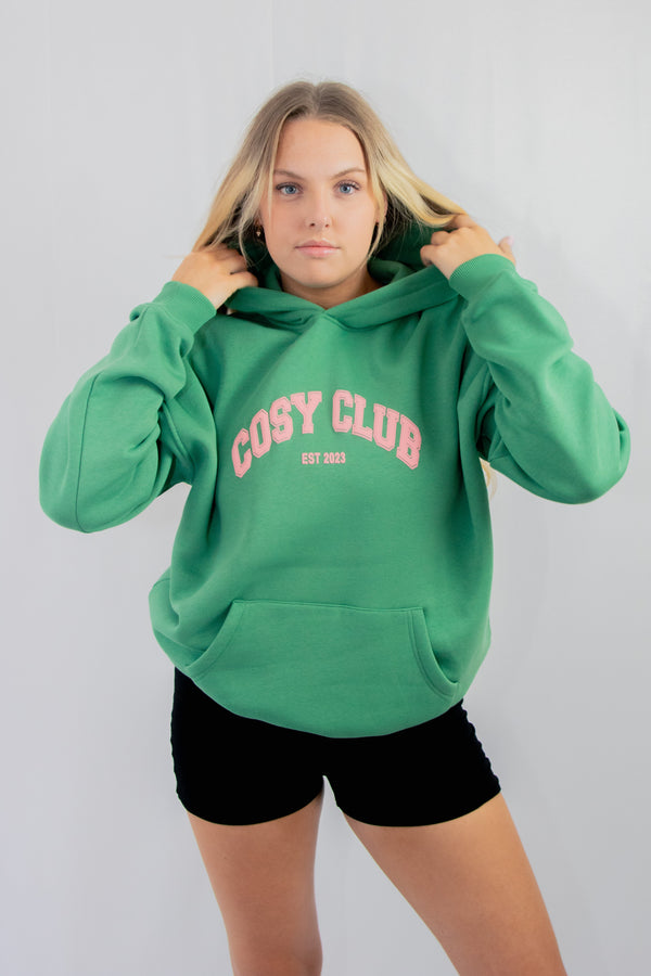 Unisex COSY CLUB oversized hoodie in green