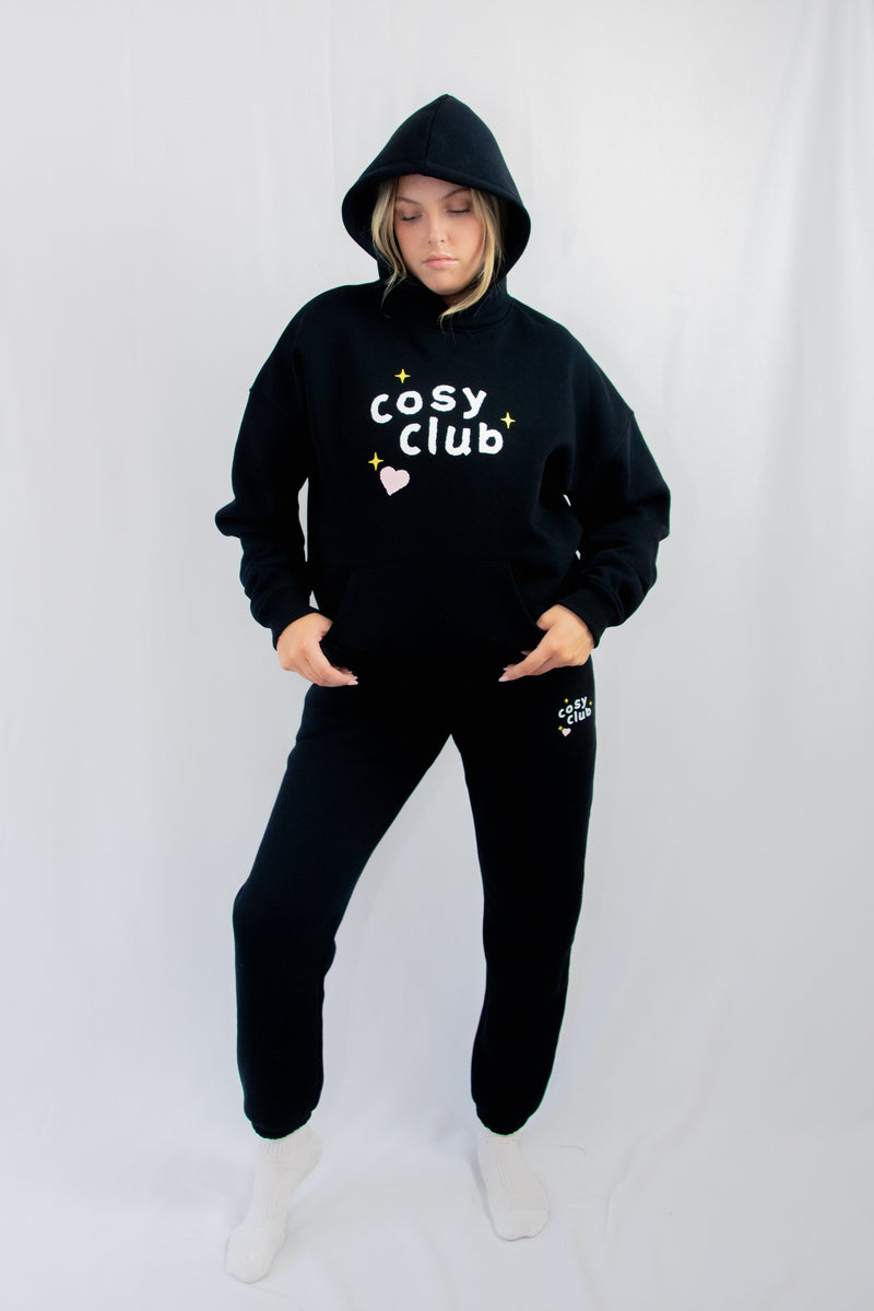 Unisex COSY CLUB co-ord relaxed sweat joggers in black