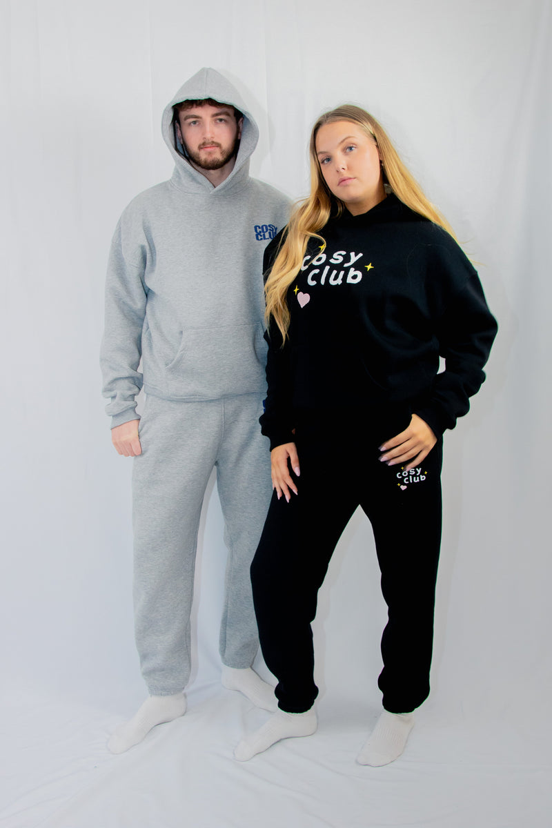 Unisex COSY CLUB co-ord relaxed sweat joggers in grey